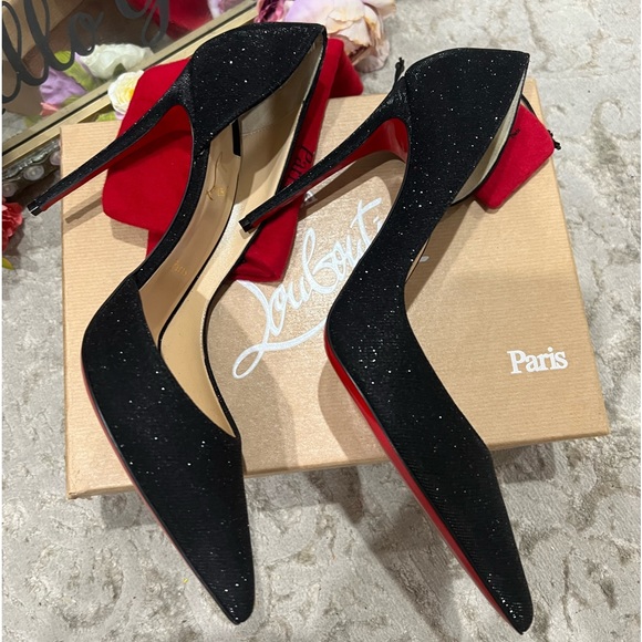SOLD!!!! Authentic Christian Louboutin black glitter 42 Iriza 100 pumps heels - Picture 11 of 14